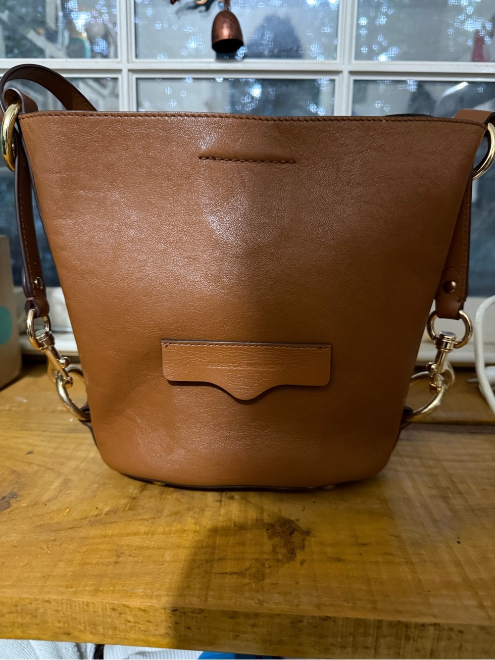 Rebecca Minkoff Cognac Leather Bucket Shoulder Bag